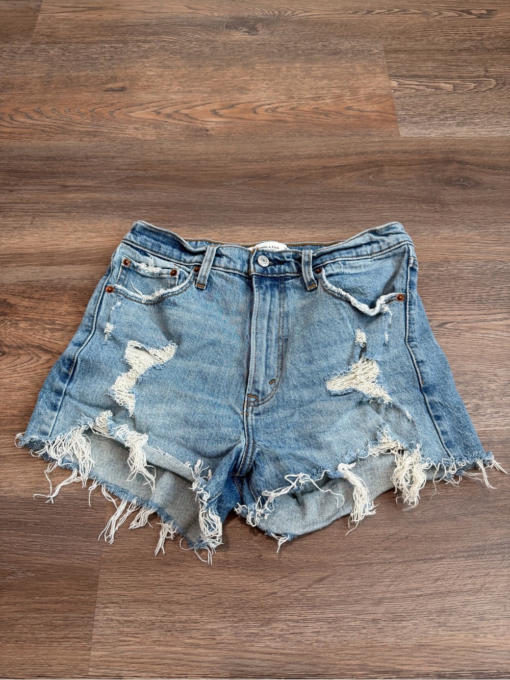 Abercrombie & Fitch Distressed Light Blue Denim Jean Shorts